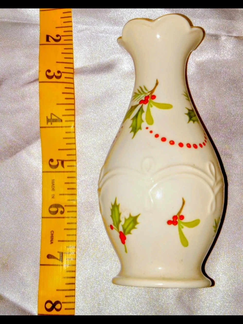 Vintage Lenox Mistletoe and Holly Bud Vase